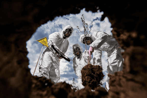Homens plantando plantas toxicas